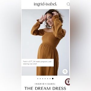 Ingrid and Isabel Maternity Dream Dress - Golden Brown - size m - new with tags